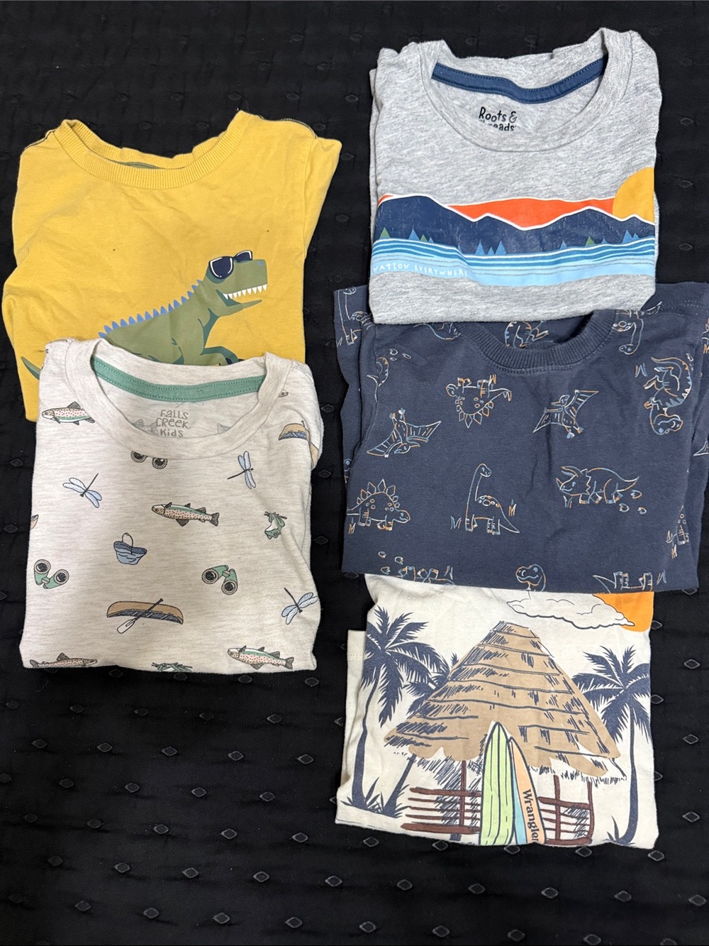 Gray Wave Graphic Short Sleeve Tee for Kids